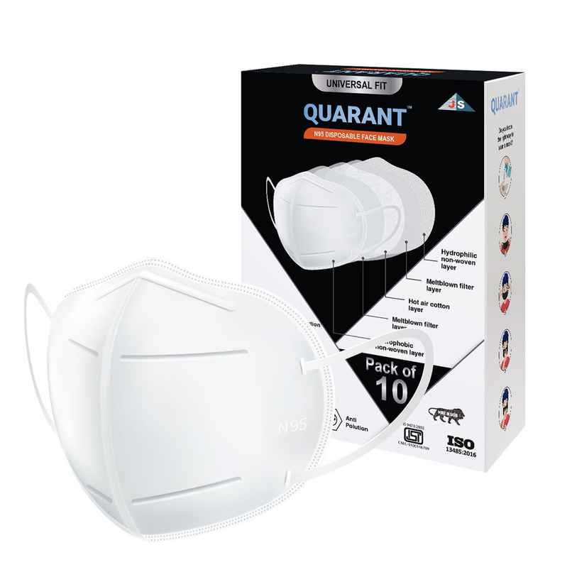 Quarant N95 Anti-Pollution Face Mask With Nose Clip | Ffp2 Mask | White - Pack Of 10