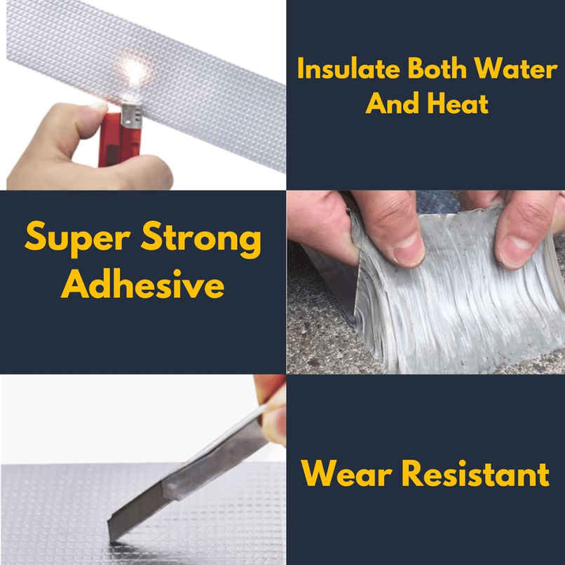Zulaxy Waterproof Aluminium Rubber Tape for Leak Repair & Sealing | Silver