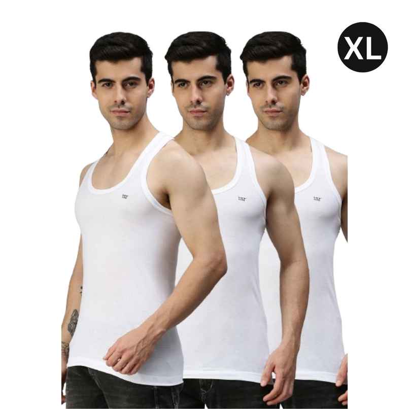 Lux Cozi Men's White Cotton Vest | White | 95