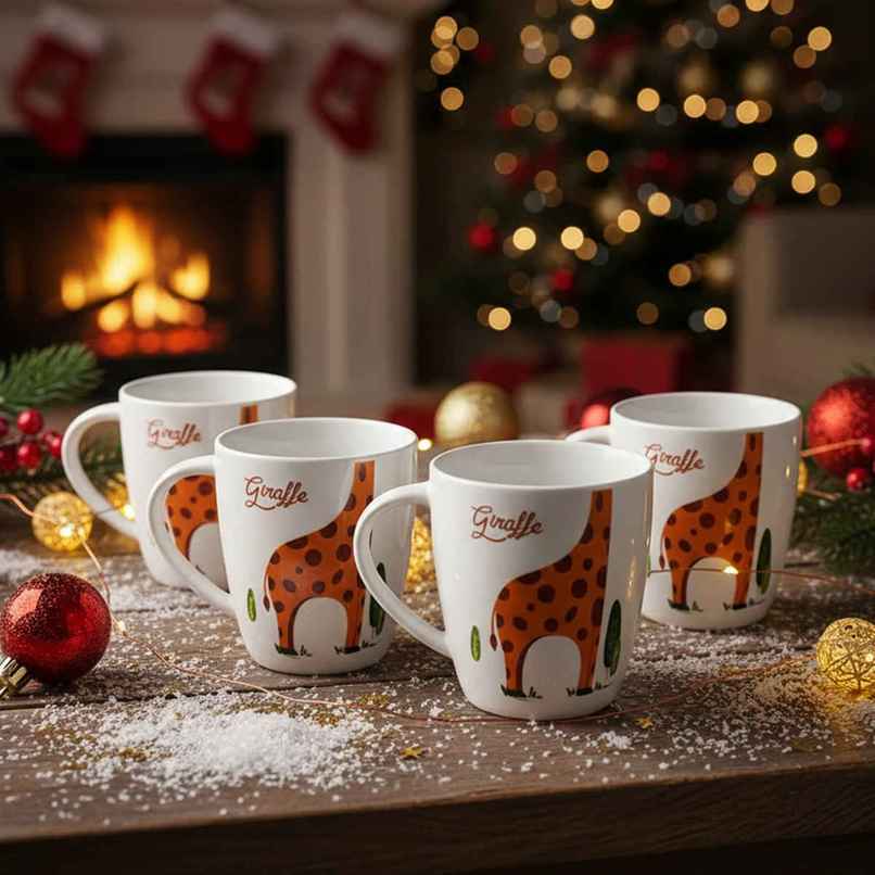 Cello Melamine Joycee Mugs | 200ml | Giraffe design | Set of 4 Cello Melamine Joycee Mugs | 200ml | Giraffe design | Set of 4