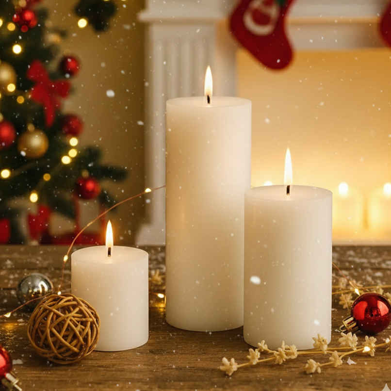 Homesake Pillar Candles Paraffin Soy Wax for Home | White Homesake Pillar Candles Paraffin Soy Wax for Home | White