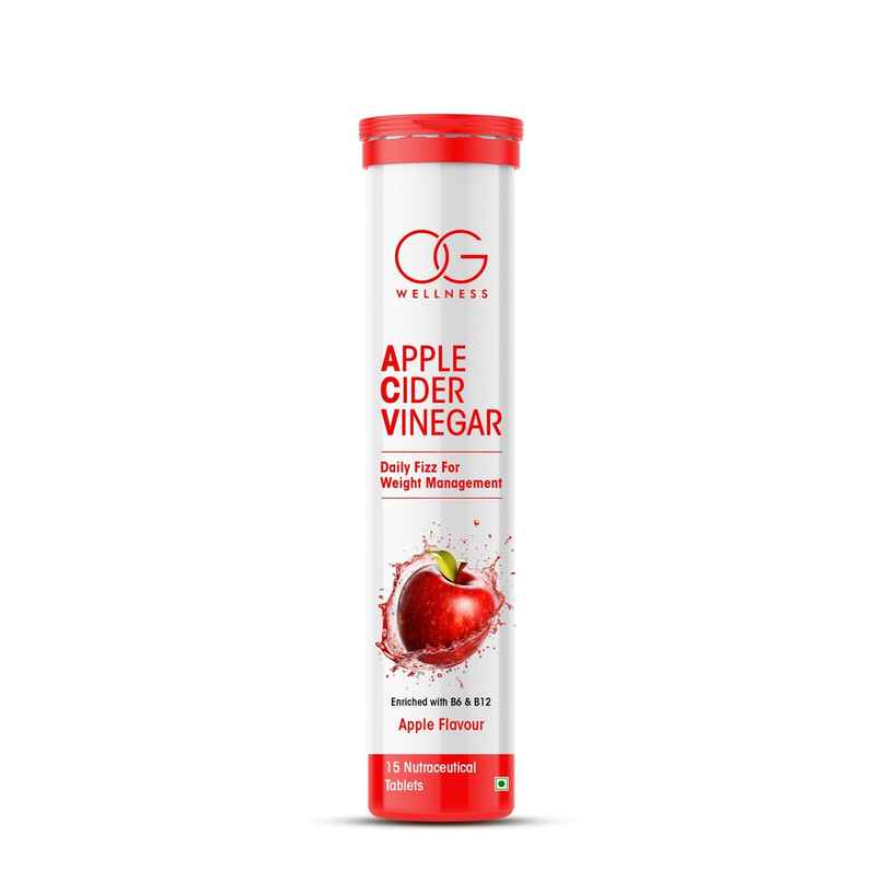 Og Wellness Apple Cider Vinegar Effervescent Tablets For Weight Loss - Red Apple Flavor - 15N