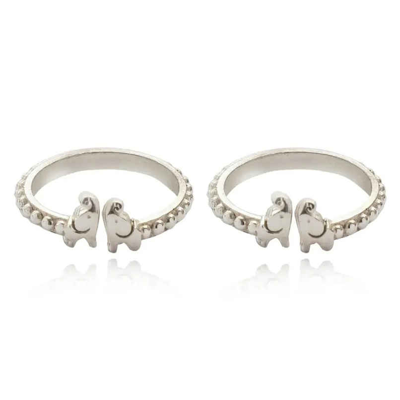Unniyarcha Silver 92.5 Small Elephant Toe Rings