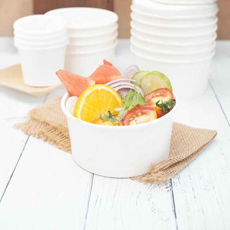 Disposable White Paper Container Without Lid | Set Of 25 | 250 ml | Tempware