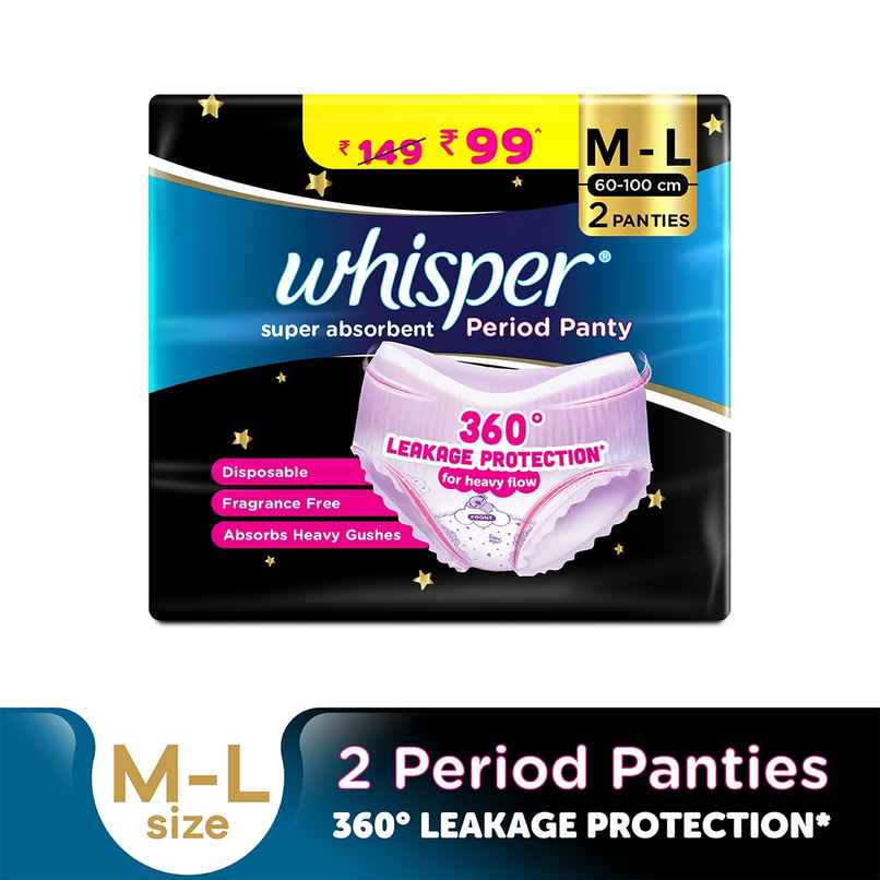 Whisper Super Absorbent Period Panty, 2 M-L Pants Whisper Super Absorbent Period Panty, 2 M-L Pants