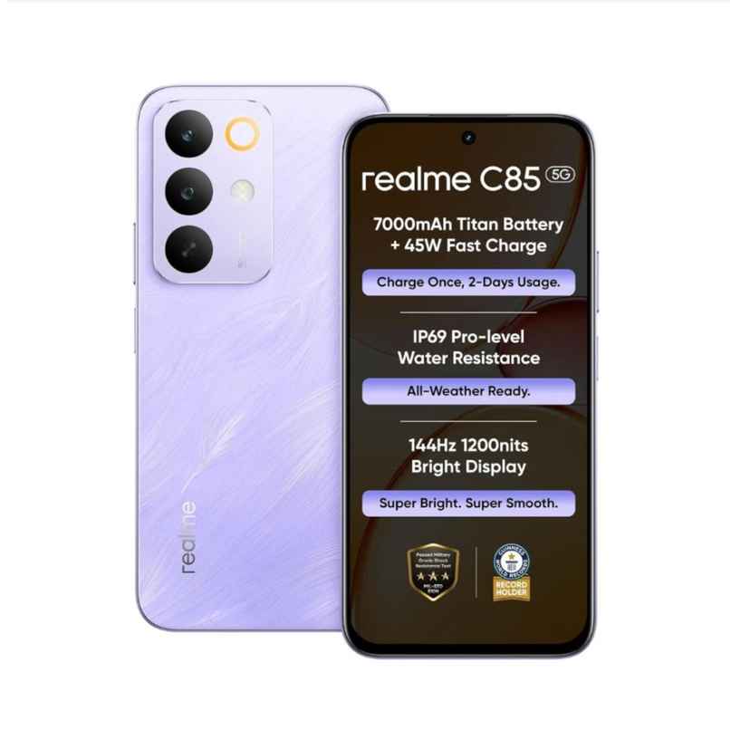 Realme C85 | 4GB RAM | 128GB Storage | Parrot Purple Realme C85 | 4GB RAM | 128GB Storage | Parrot Purple