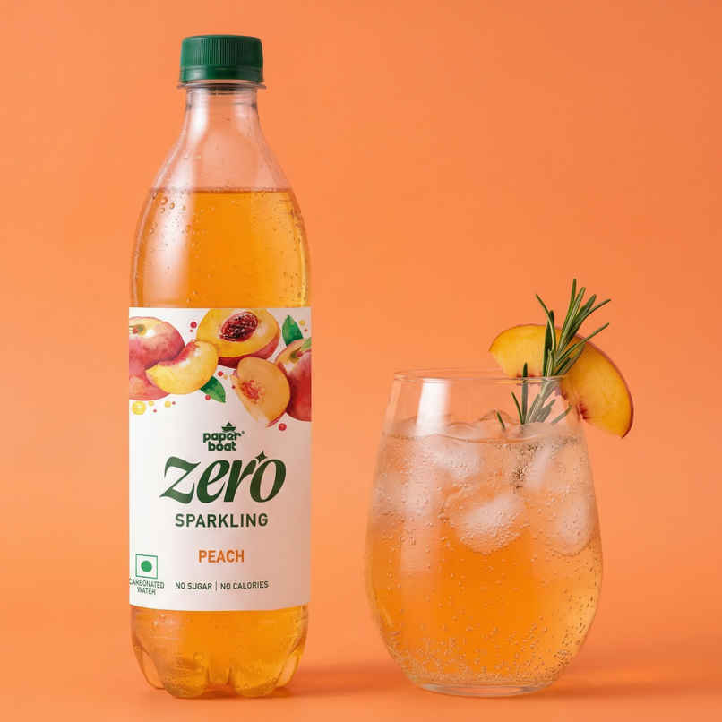 Paper Boat Zero Sugar Peach Sparkling Water | Sugar Free Cold Drink