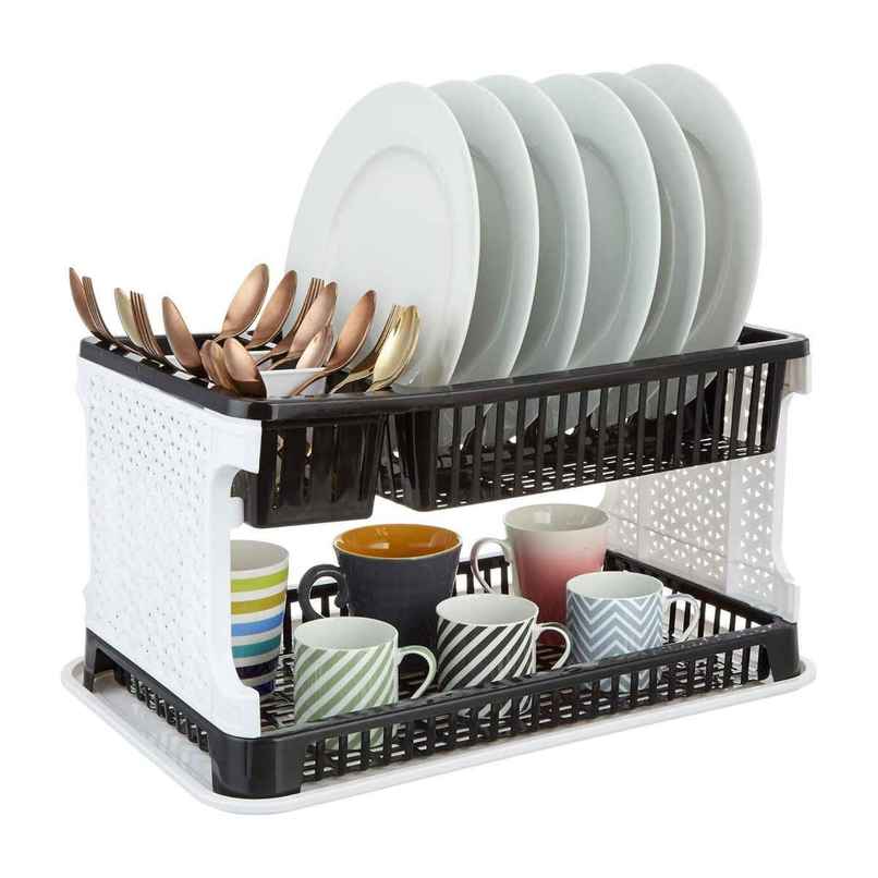 Youbee Double Layer Plastic Kitchen Sink, Large Dish Rack Organizer Drainer Basket