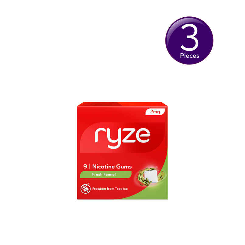 Ryze Nicotine Gums 2Mg (Fresh Fennel) Gums Single Pack - 9 Gum Blister Combo