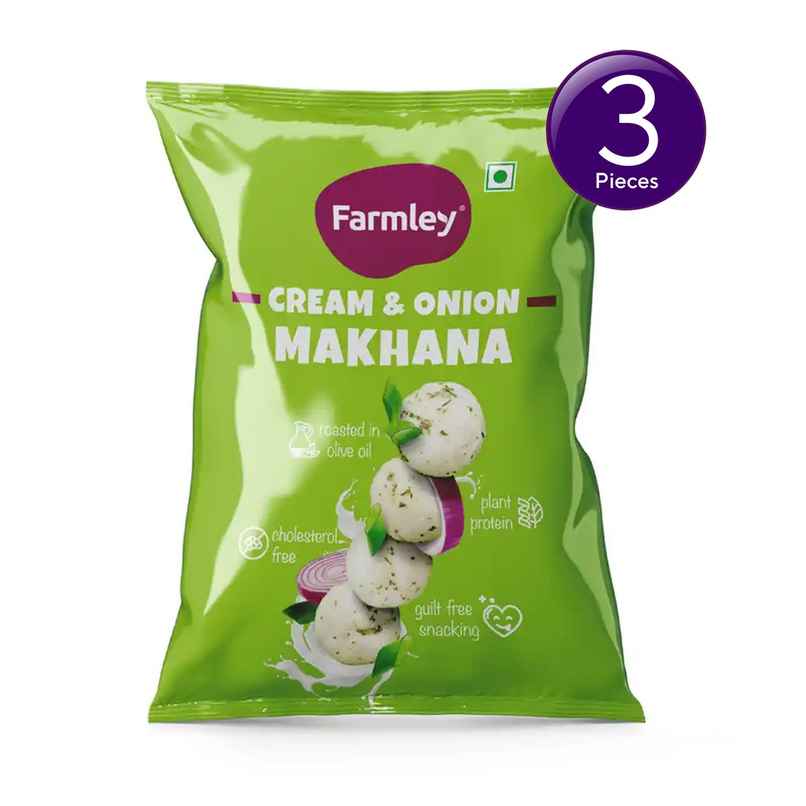 Farmley Cream & Onion Makhana Roasted In Olive Oil Healthy Snacks Combo