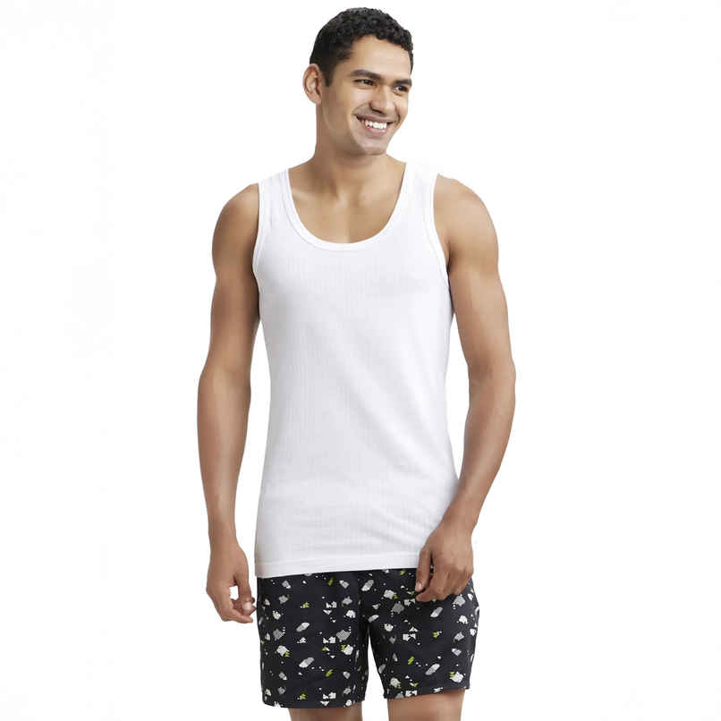 Jockey 8816 Men's Super Combed Cotton Sleeveless Vest|Extended Length|Easy Tuck | White-100 Jockey 8816 Men's Super Combed Cotton Sleeveless Vest|Extended Length|Easy Tuck | White-100