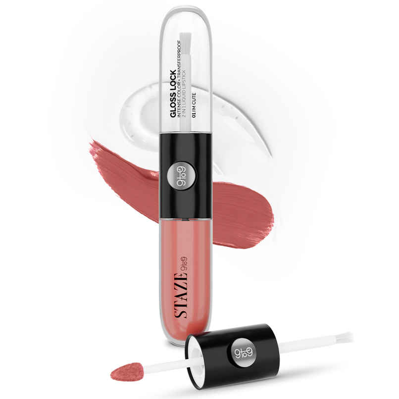 Staze Gloss Lock 2-in-1 Liquid Lipstick + Clear Gloss | Transferproof | 03 Im Bubbly | 7g Staze Gloss Lock 2-in-1 Liquid Lipstick + Clear Gloss | Transferproof | 03 Im Bubbly | 7g