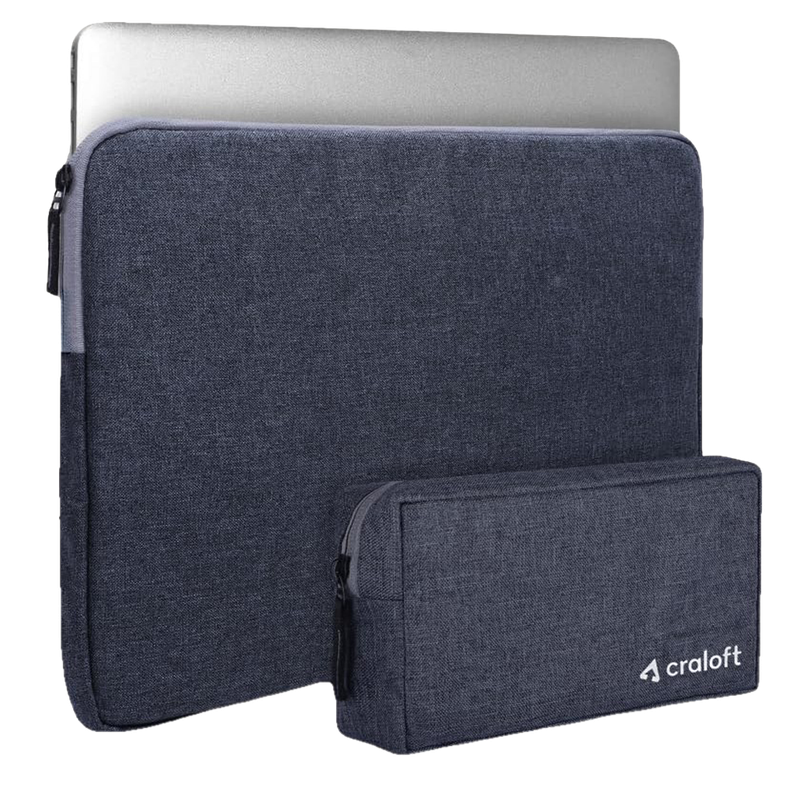 Craloft 15-15.6 Inch Laptop Sleeve Cover Bag with Charger Pouch for MacBook/Dell/HP-Office & Travel