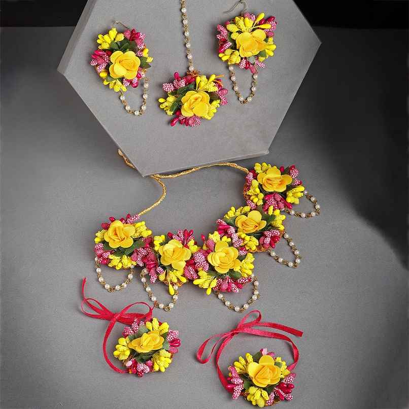 Zeneme Flower Wedding Jewellery Set For Women & Girls