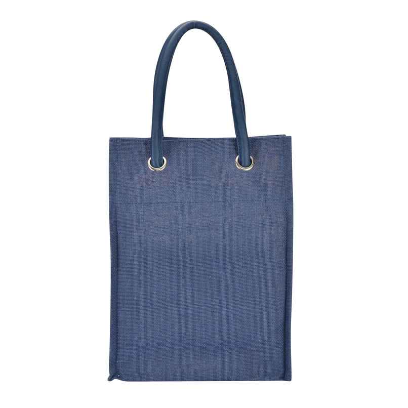 Jute Cottage Carry Bag - Big Eyelet Plain Lunch Bag | Eco-friendly | Navy Blue Jute Cottage Carry Bag - Big Eyelet Plain Lunch Bag | Eco-friendly | Navy Blue