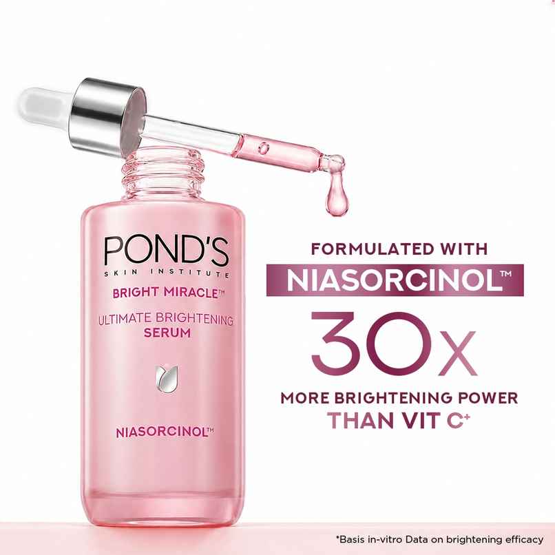 Pond's Bright Miracle Ultimate Brightening Serum With Niasorcinol, 30X Better Than Vit C, 15Ml Pond's Bright Miracle Ultimate Brightening Serum With Niasorcinol, 30X Better Than Vit C, 15Ml