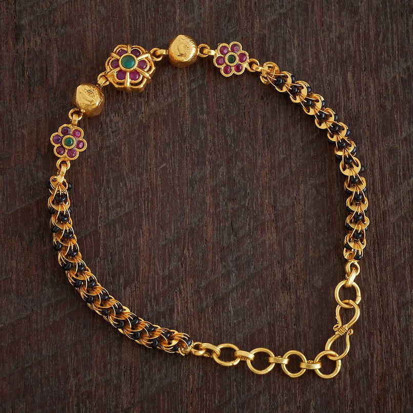 Kushal s Fashion Jewellery Ruby-Green Gold-Plated Synthetic Stones Antique Bracelet | 416924