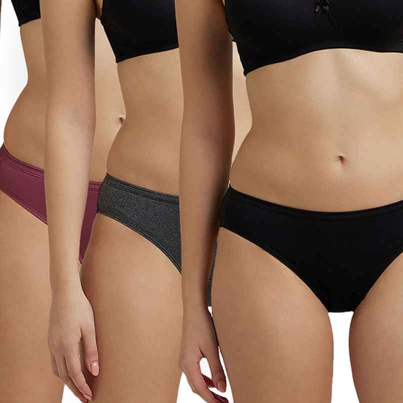 Jockey 1410 Women's Super Combed Cotton Underwear Bikini Panty|PO3 | Multicolor Dark assorted-L