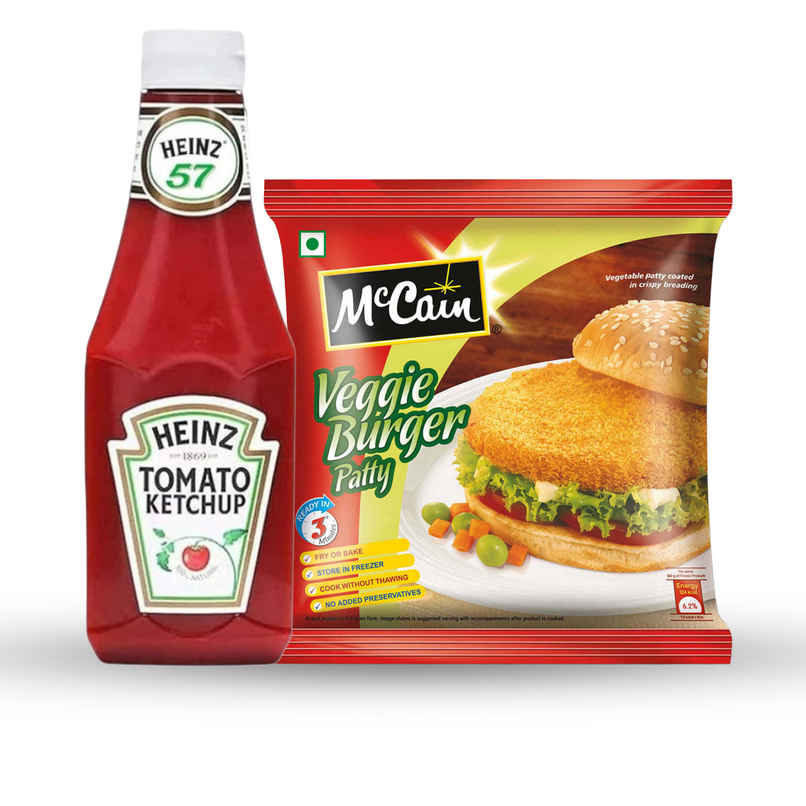 Heinz Tomato Ketchup (435g) & Mccain Veggie Burger Patty (360g) Combo