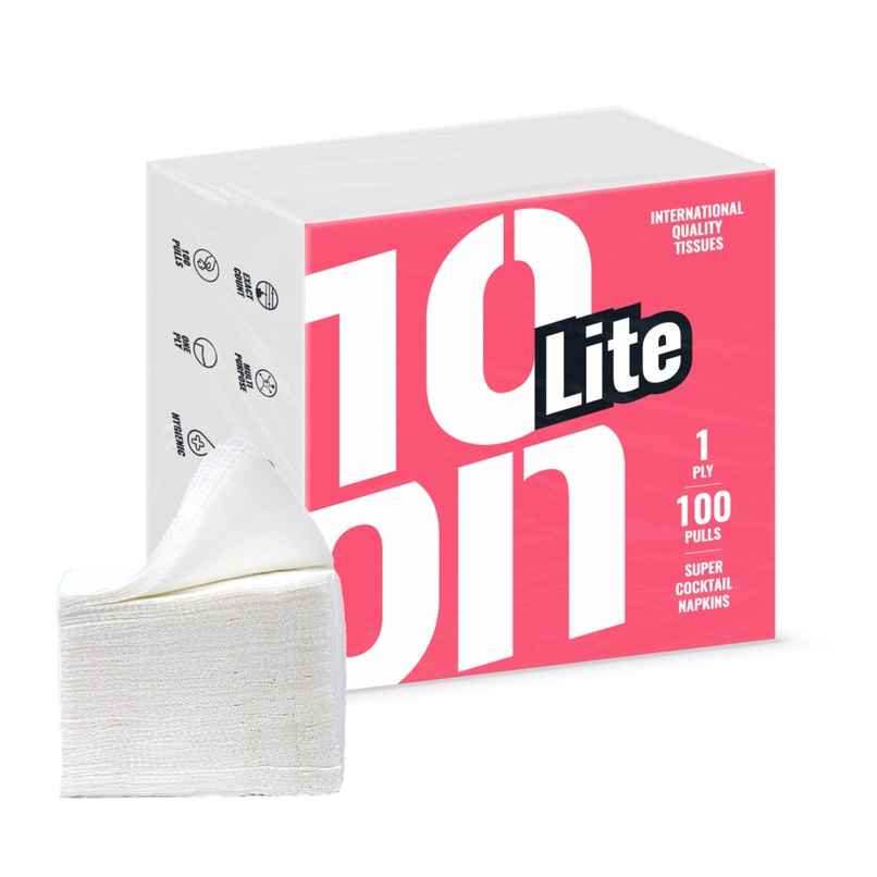 10'ON Lite Super Cocktail Tissue Napkins | 100 Pulls