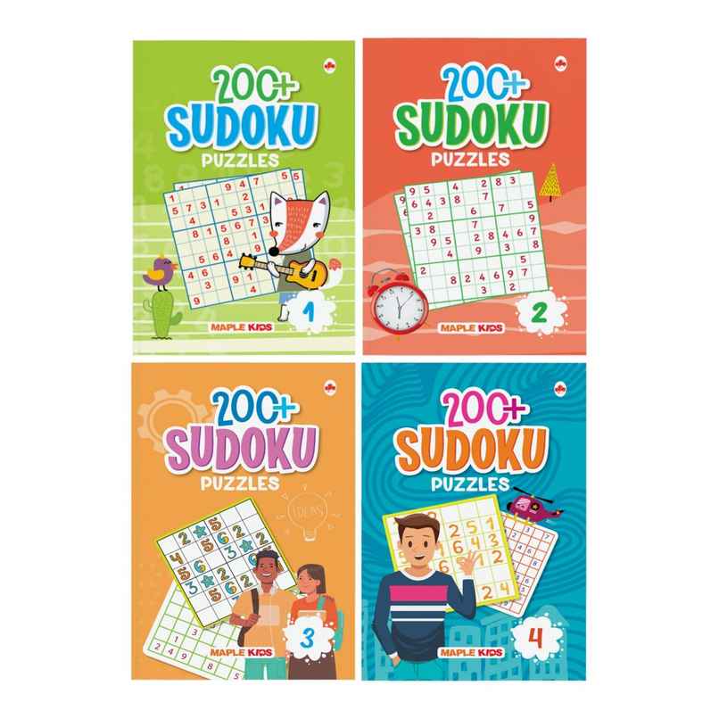 Sudoku Book For Adults | Set Of 4 | 800+ Puzzles | Brain Booster For Children | Age 4+