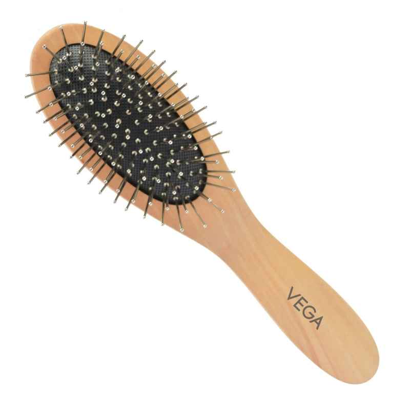VEGA Cushion Hair Brush With Steel Pin For Men & Women | All Hair Types (R2-Cb)