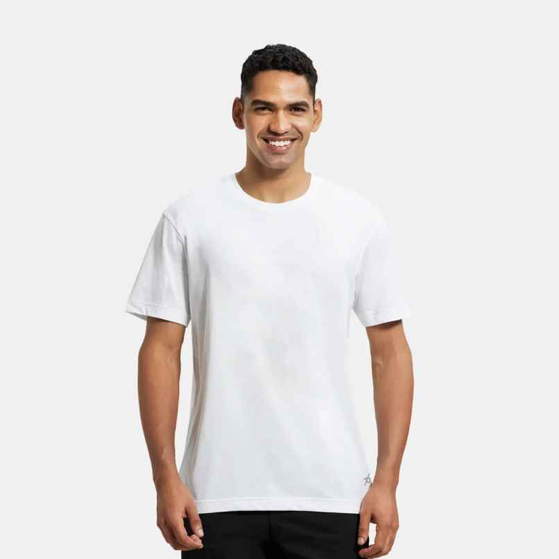 Jockey Men Cotton Rich Round Neck Half Sleeve T-shirt | White - L