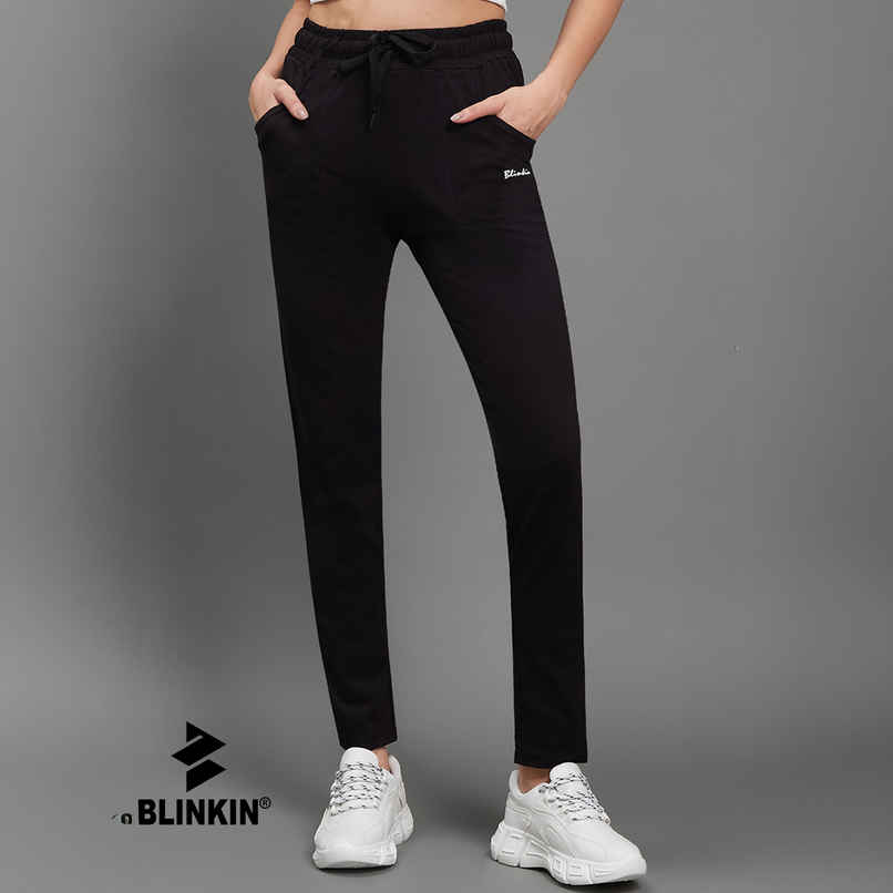 Blinkin Women's Cotton Pyjamas & Track Pants with Side Pockets | Black - L Blinkin Women's Cotton Pyjamas & Track Pants with Side Pockets | Black - L