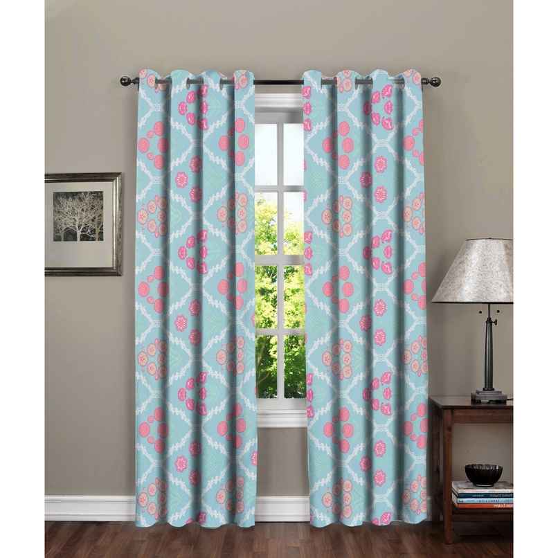 BAY6 Polyester Long Door Curtains - Set of 2 - (8x4 ft) - Green