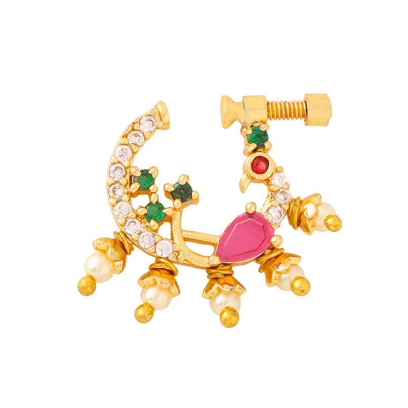 Yellow Chimes Gold Plated Non-Piercing Nose Ring for Women