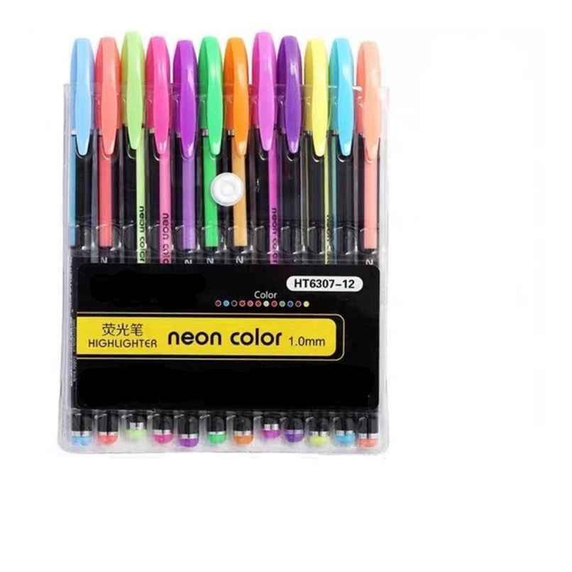 Chrome 6307-12Pcs Highlighter Neon Pen Set for DIY Art & Crafts | Sketching, Drawing & Painting