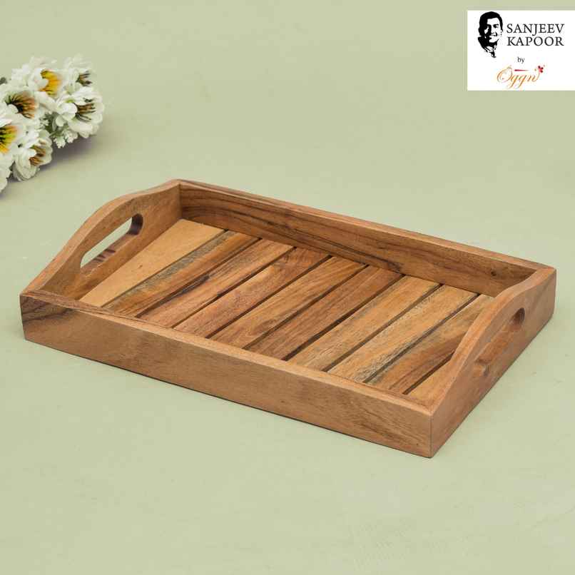 Sanjeev Kapoor by OGGN Wooden Ovel Taper Serving Tray,Snack,Breakfast,Coffee - 12x8 Inch Sanjeev Kapoor by OGGN Wooden Ovel Taper Serving Tray,Snack,Breakfast,Coffee - 12x8 Inch