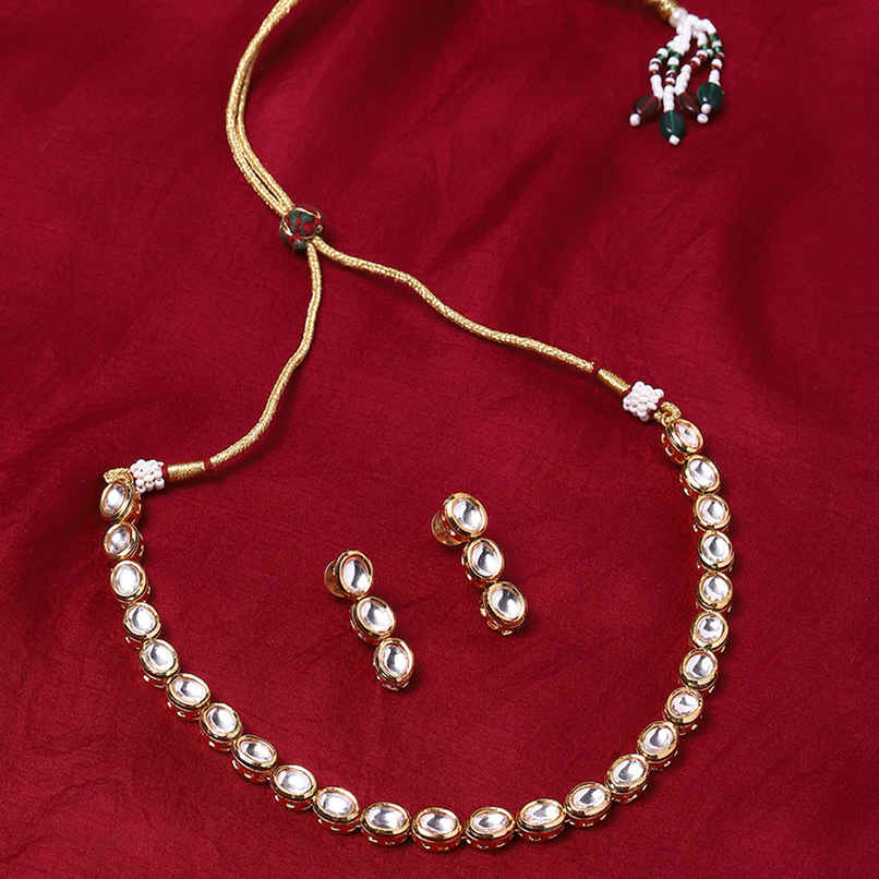 Voylla Kundan Gold Plated Brass Necklace Set