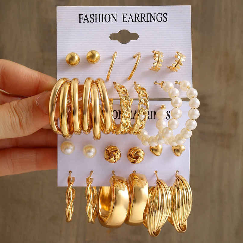 Shining Diva Fashion 12 Pairs Combo Latest Stylish Western Earrings for Women and Girls | 16142er