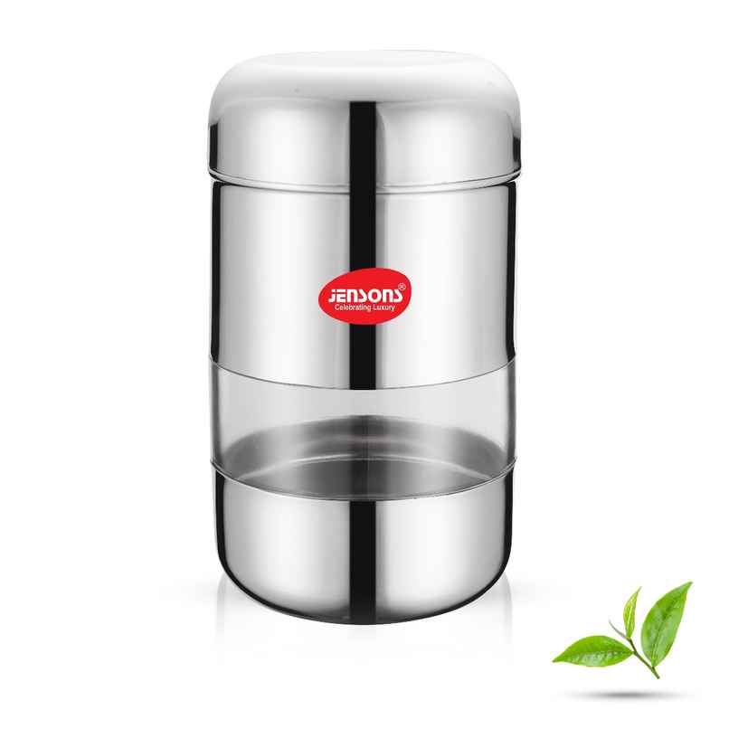 Jensons Stainless Steel Capsule Window Canister 10 cm