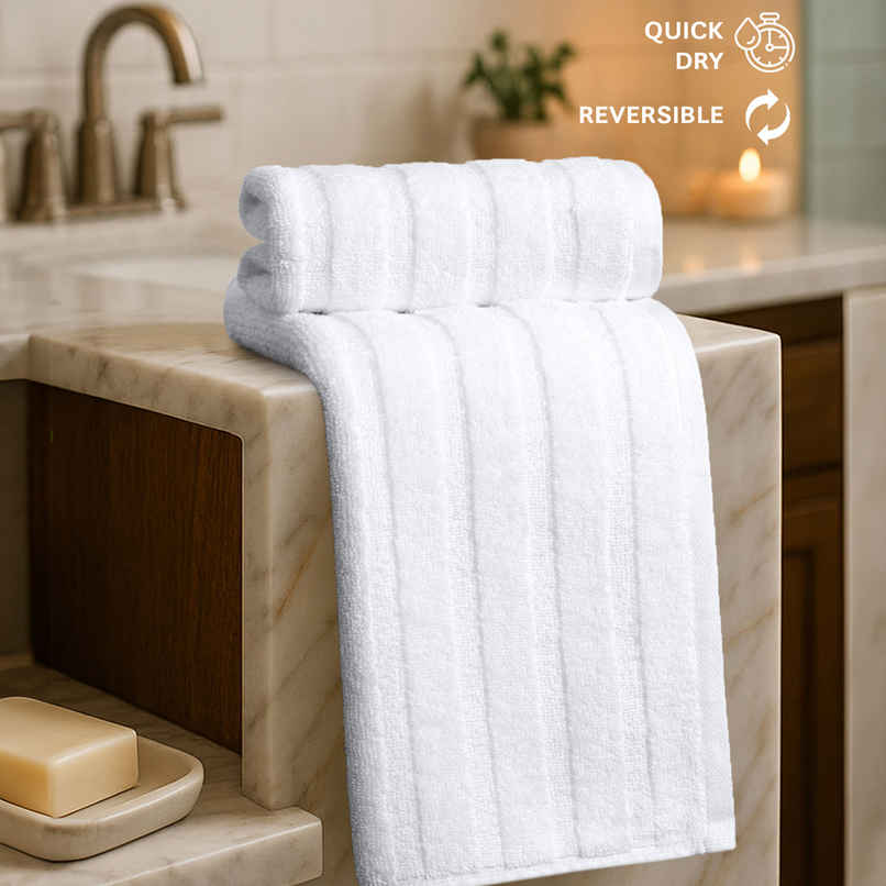 Mytrident Quick Dry Cotton Hand Towel Set | 16 x 28 in | White Mytrident Quick Dry Cotton Hand Towel Set | 16 x 28 in | White