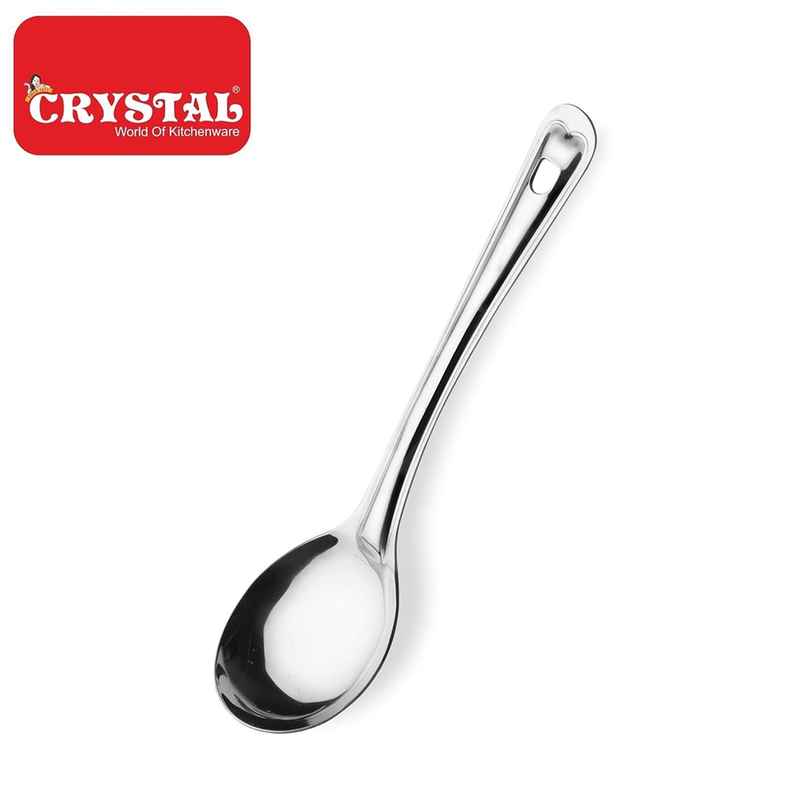 Crystal - Cc943 Oval Medium Stainless Steel Serving Spoon Silver 22.5 Centimeter