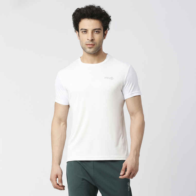 Playr Men's Adult Training Tee Polyester for All Season | White | S