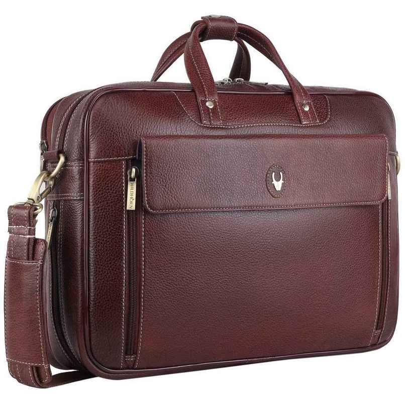 Wildhorn Men's Solid Leather 25 L Laptop Bag | Maroon - 15.6 Inches Wildhorn Men's Solid Leather 25 L Laptop Bag | Maroon - 15.6 Inches