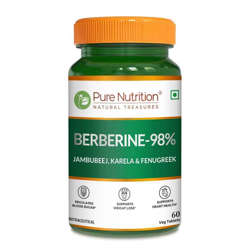 Pure Nutrition Berberine 98% | Blood Sugar Support, Metabolism & Weight Management | 60 Veg Tablets