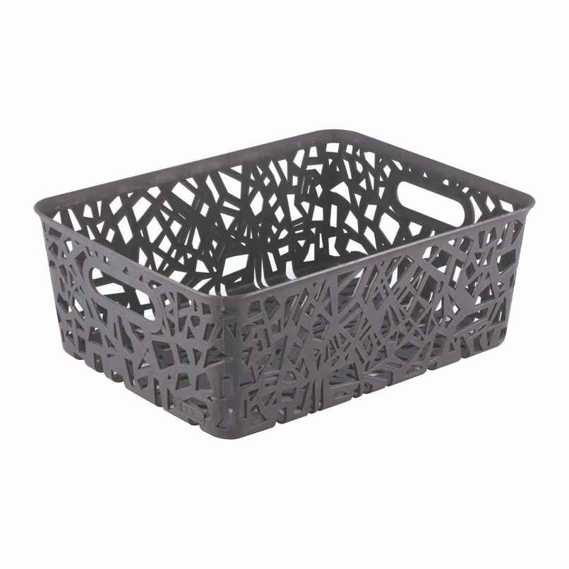 Flair Zig Zag Plastic Multi Purpose Storage Basket, 1 pc - M, Gray Flair Zig Zag Plastic Multi Purpose Storage Basket, 1 pc - M, Gray