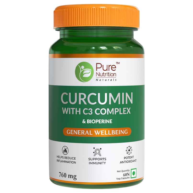 Pure Nutrition Curcumin C3 with Bioperine | Joint & Immunity | 60 Veg Caps Pure Nutrition Curcumin C3 with Bioperine | Joint & Immunity | 60 Veg Caps
