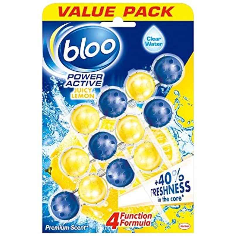 Bloo Active Lemon Solid Toilet Rim Block | 4 In 1 Toilet Cleaners With Anti-Limescale