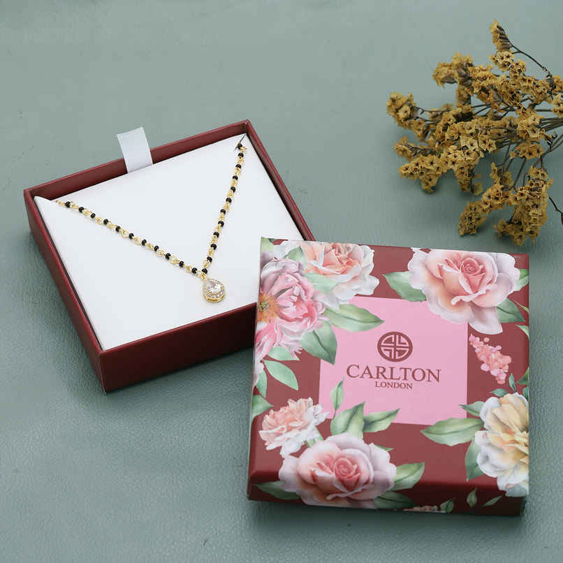 Carlton London 18Kt Gold-Plated CZ-Studded & Artificial Beaded Mangalsutra-B849916N/1 Carlton London 18Kt Gold-Plated CZ-Studded & Artificial Beaded Mangalsutra-B849916N/1