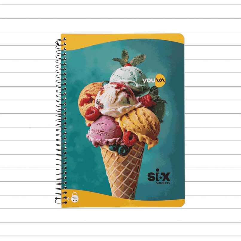 Navneet Youva | 6 Subject Book | Spiral Bound | Jumbo Size 18 cm x 24 cm | Single Line | 300 Pages - Assorted Design Navneet Youva | 6 Subject Book | Spiral Bound | Jumbo Size 18 cm x 24 cm | Single Line | 300 Pages - Assorted Design