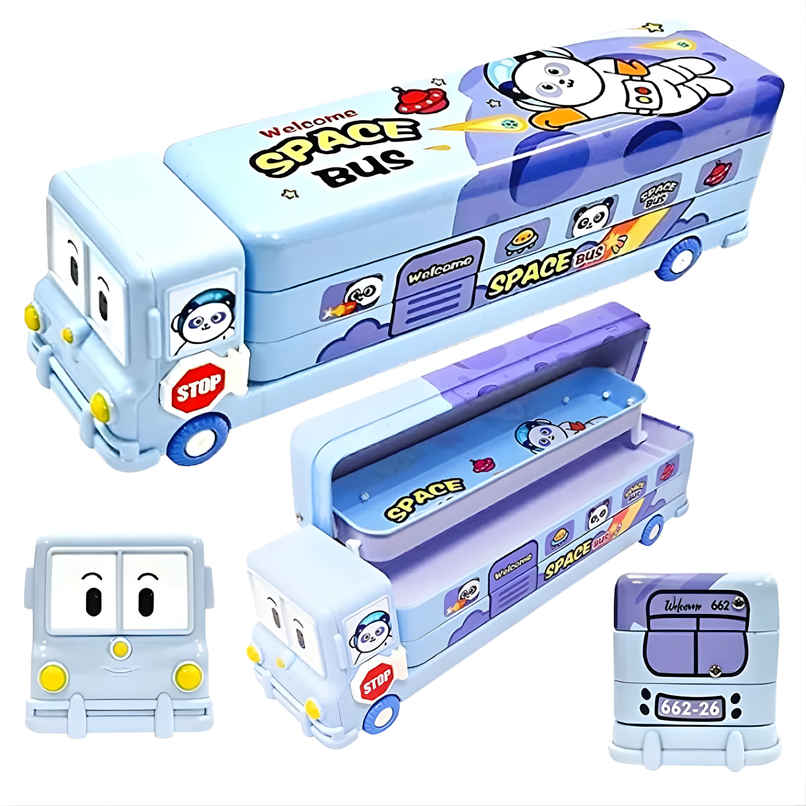 Fablue Bus Shape Pencil Box School Bus Light Blue Fablue Bus Shape Pencil Box School Bus Light Blue