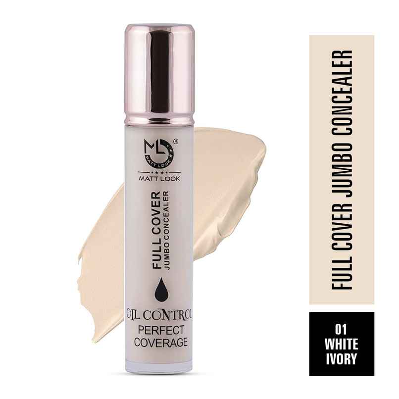 Mattlook Full Cover Jumbo Oil Control Perfect Coverage Face Liquid Concealer | White Ivory 01 Mattlook Full Cover Jumbo Oil Control Perfect Coverage Face Liquid Concealer | White Ivory 01