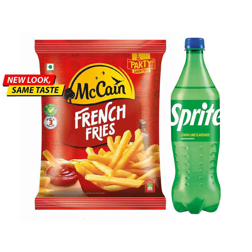 Mccain French Fries | Crispy & Ready To Cook (1kg) & Sprite Lemon Soft Drink | Carbonated Beverage (750ml) Combo