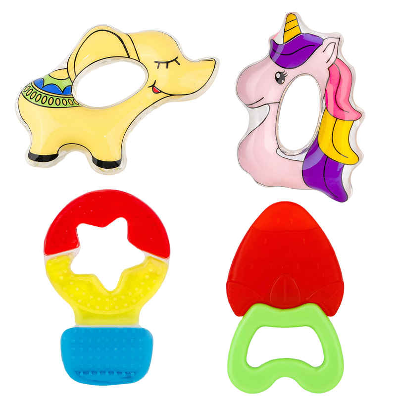 Toyshine Newborn Plastic Aquacool Water-Filled Baby Teether | Cools & Massages BAUe Gums | 4 Pack