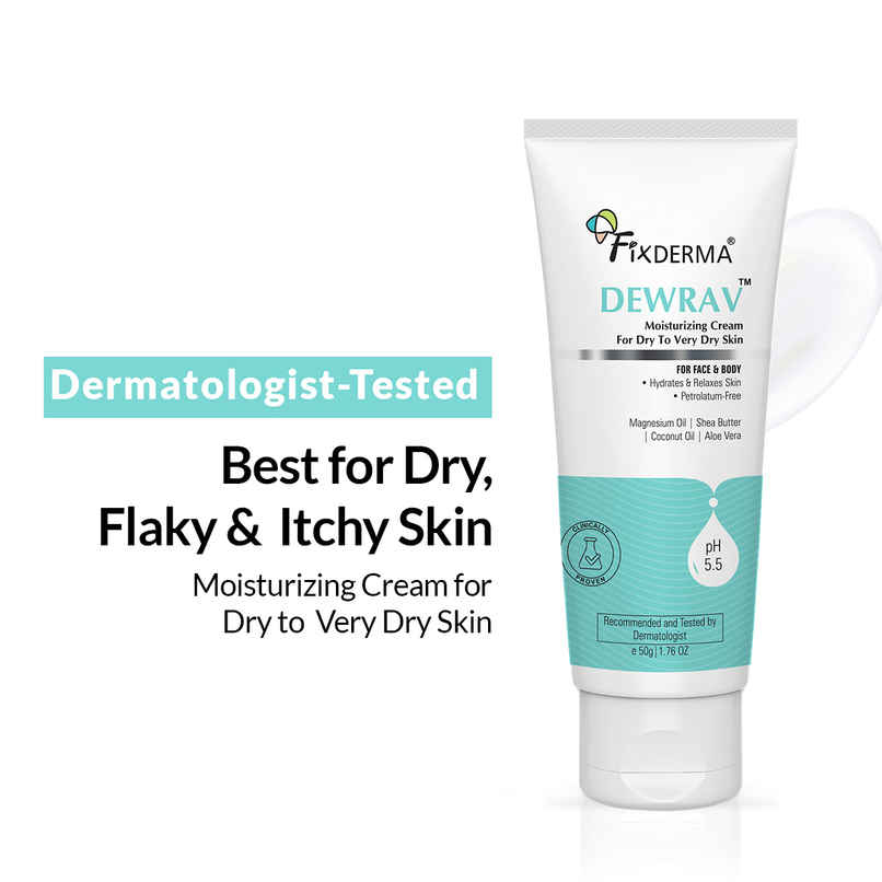 Fixderma Dewrav Moisturizing Cream with Shea Butter & Coconut oil, Deeply Hydrates Dry Skin